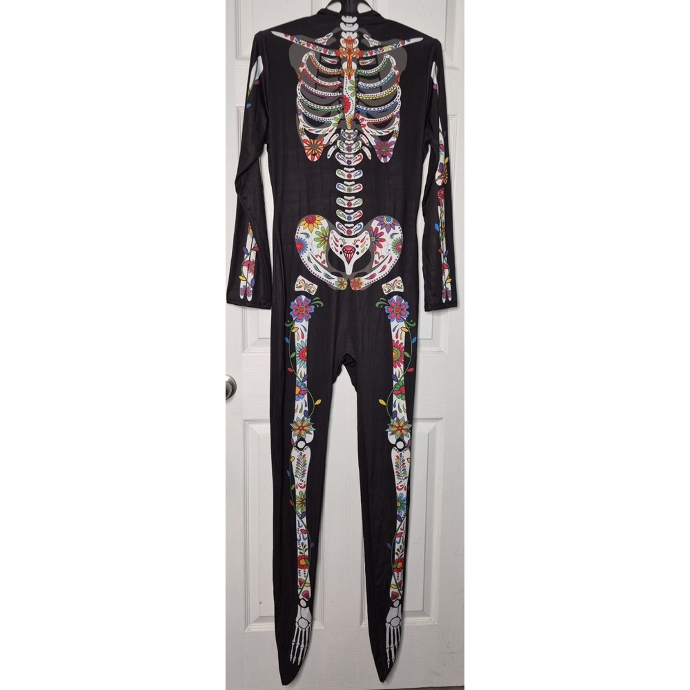 Halloween Skeleton Jumpsuit XL Dia de los Muertos Day of the Dead Bodysuit NEW